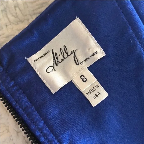 Milly Clarisse Combo Dress Wool Colorblock Cobalt